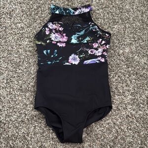 Floral Black Kids Swimwear